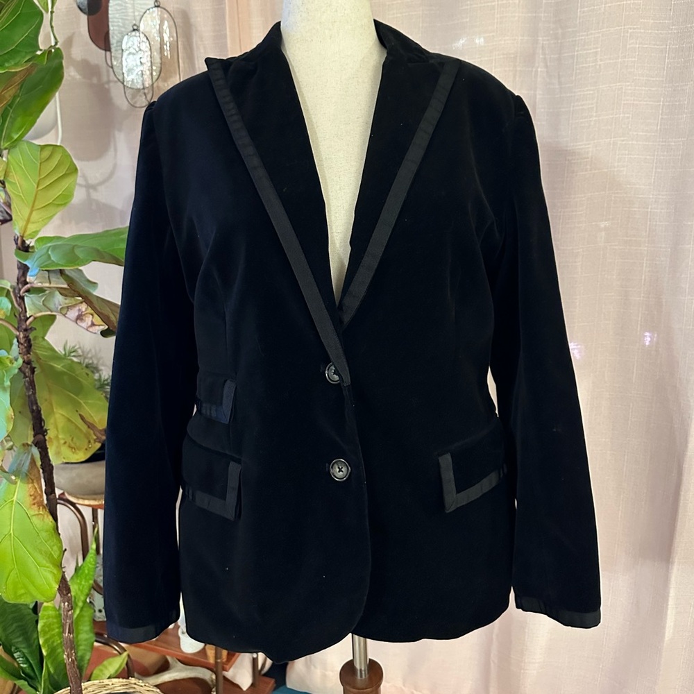 ✨ VINTAGE George by Mark Eisen Black Velvet Tuxedo Blazer ✨ Size 18w